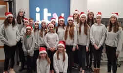 The youth cast performing at ITV Calendar over Christmas